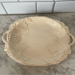 Vintage Cream Leaf Embossed Serving Platter